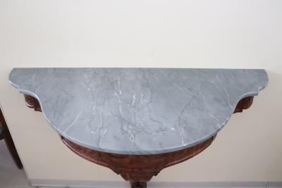 19th Century Italian Carved Wood Antique Console Table with Marble Top