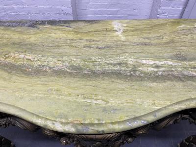 19th Century Italian Carved Wood Marble Top Console with Puttis