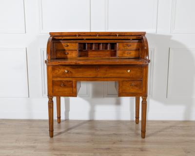 19th Century Italian Charles X Walnut Cylinder Desk