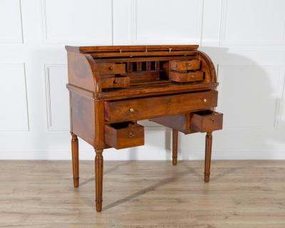 19th Century Italian Charles X Walnut Cylinder Desk