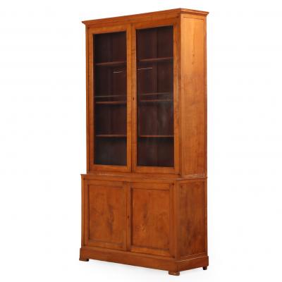 19th Century Italian Cherrywood Cabinet with Original Wavy Glass