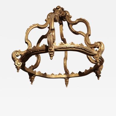 19th Century Italian Gilded Wood Bed Corona Crown