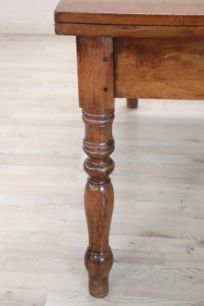 19th Century Italian Louis Philippe Antique Kitchen Table in Solid Walnut