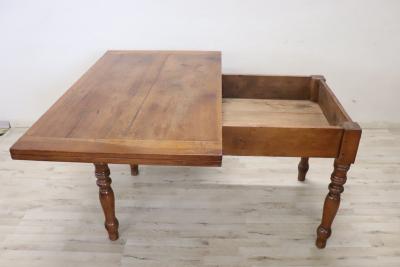 19th Century Italian Louis Philippe Antique Kitchen Table in Solid Walnut