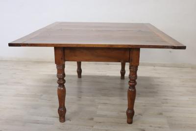 19th Century Italian Louis Philippe Antique Kitchen Table in Solid Walnut