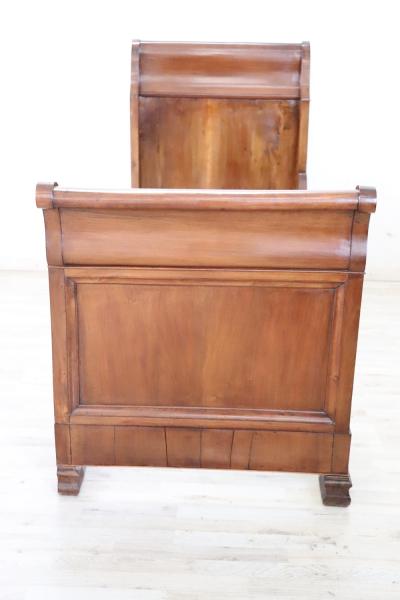 19th Century Italian Louis Philippe Antique Walnut Single Bed