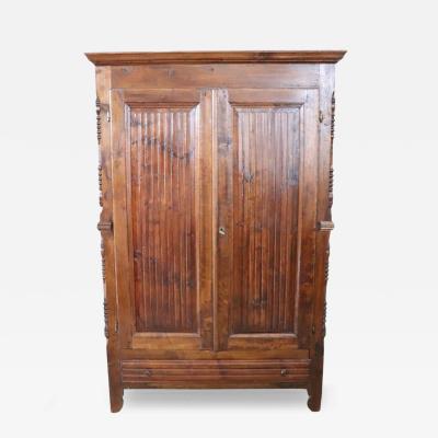 19th Century Italian Louis Philippe Solid Poplar Wood Antique Wardrobe Armoire