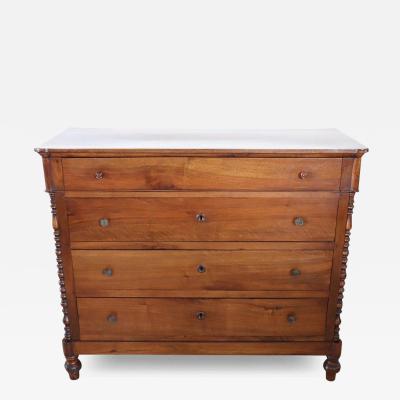 19th Century Italian Louis Philippe Solid Walnut Antique Chest of Drawers