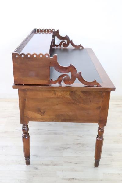 19th Century Italian Louis Philippe Walnut Wood Writing Desk