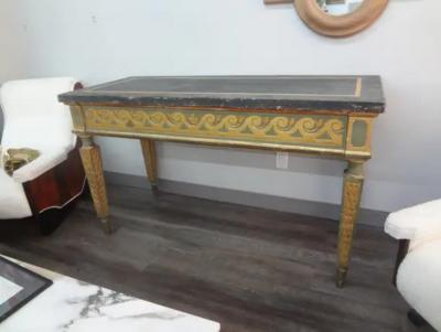 19th Century Italian Louis XVI Style Painted And Parcel Gilt Console Table