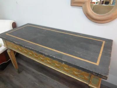 19th Century Italian Louis XVI Style Painted And Parcel Gilt Console Table