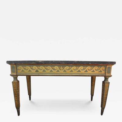 19th Century Italian Louis XVI Style Painted And Parcel Gilt Console Table