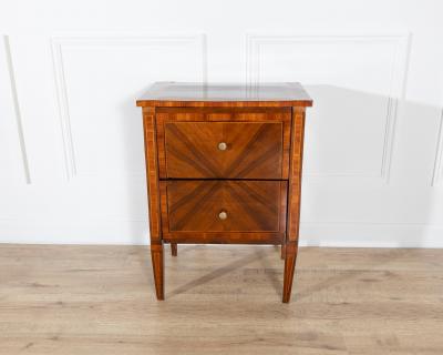 19th Century Italian Louis XVI Style Walnut and Marquetry Bedside Cabinet