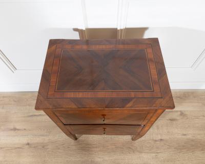 19th Century Italian Louis XVI Style Walnut and Marquetry Bedside Cabinet