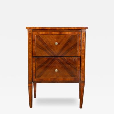 19th Century Italian Louis XVI Style Walnut and Marquetry Bedside Cabinet