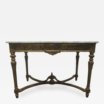 19th Century Italian Neoclassical Gilt Carved Marble Top Table