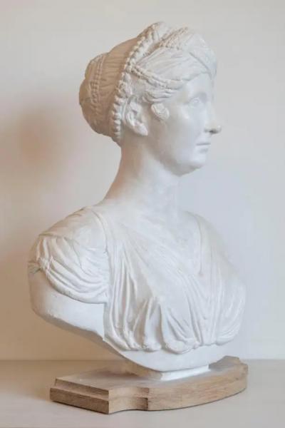 19th Century Italian Neoclassical Plaster Bust of a Roman Woman