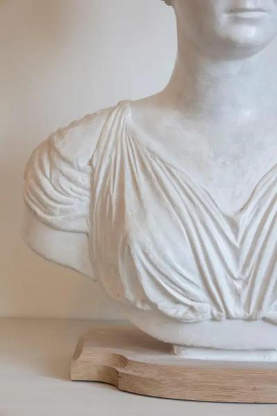 19th Century Italian Neoclassical Plaster Bust of a Roman Woman
