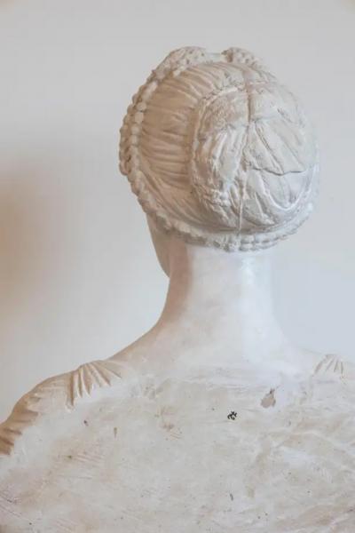 19th Century Italian Neoclassical Plaster Bust of a Roman Woman