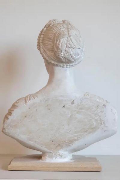 19th Century Italian Neoclassical Plaster Bust of a Roman Woman