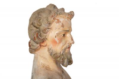 19th Century Italian Polychromed Terracotta Bust of a Saint