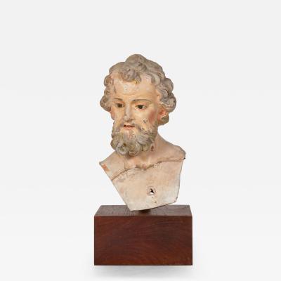 19th Century Italian Polychromed Terracotta Bust of a Saint