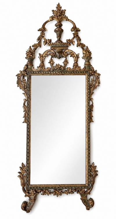 19th Century Italian Rococo Mecca Gilded Mirror Piedmont Italy
