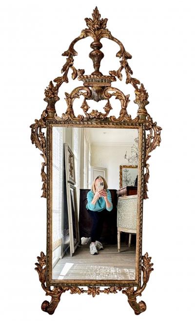 19th Century Italian Rococo Mecca Gilded Mirror Piedmont Italy