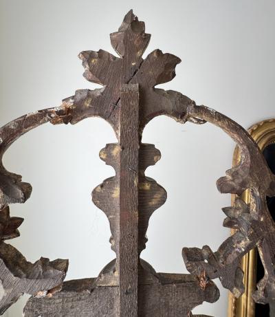 19th Century Italian Rococo Mecca Gilded Mirror Piedmont Italy