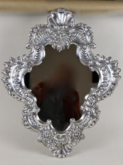 19th Century Italian Silvered Wall Mirror Embossed Copper Venice ca 1880