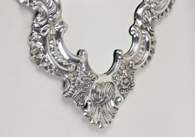 19th Century Italian Silvered Wall Mirror Embossed Copper Venice ca 1880