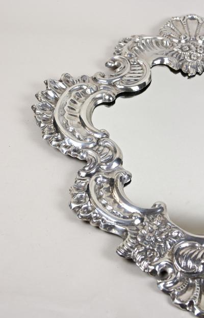 19th Century Italian Silvered Wall Mirror Embossed Copper Venice ca 1880