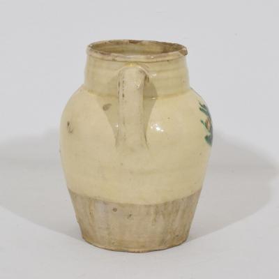 19th Century Italian Yellow Green Glazed Earthenware Jug Jar