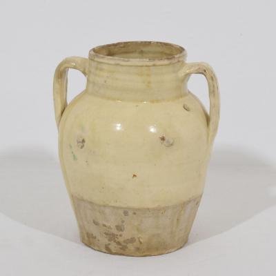 19th Century Italian Yellow Green Glazed Earthenware Jug Jar
