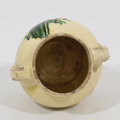 19th Century Italian Yellow Green Glazed Earthenware Jug Jar