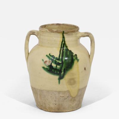 19th Century Italian Yellow Green Glazed Earthenware Jug Jar