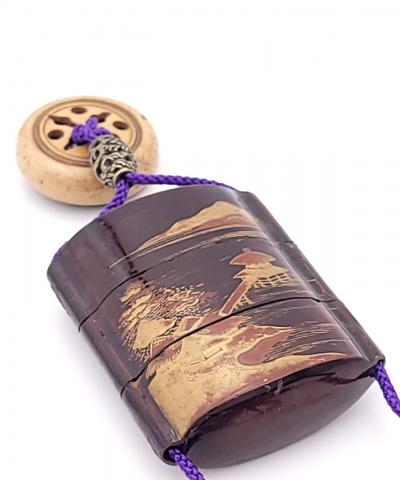 19th Century Japanese Inro with Ojimi Bead and Toggle Probably Western