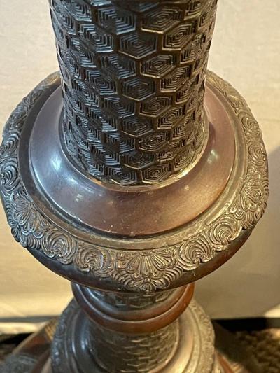 19th Century Japanese Meiji Bronze Torchiere or Floor Lamp
