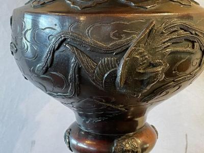 19th Century Japanese Meiji Bronze Torchiere or Floor Lamp