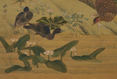 19th Century Japanese Scroll Painting Birds Flowers of the Four Seasons 