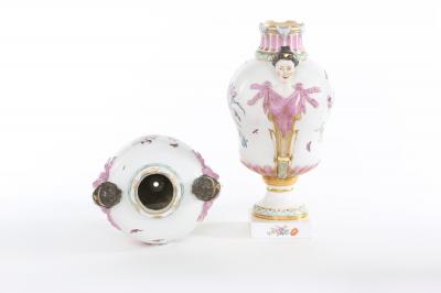 19th Century KPM Pair Gilt Foral Porcelain Decorative Urns