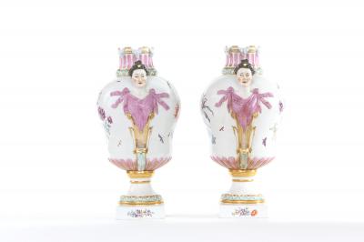 19th Century KPM Pair Gilt Foral Porcelain Decorative Urns