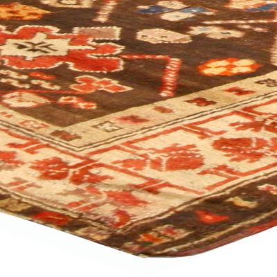 19th Century Karabagh Bold Brown Handmade Wool Runner