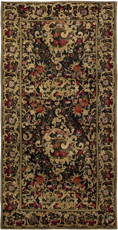19th Century Karabagh Floral Design Handmade Wool Rug Size Adjusted 