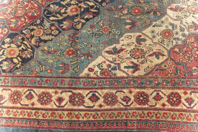 19th Century Kirman Bold Red Dark and Light Blue Handwoven Wool Rug