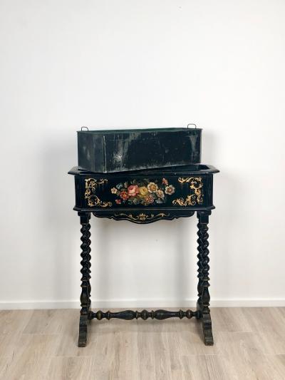 19th Century Lacquer and Painted Planter Circa 1890