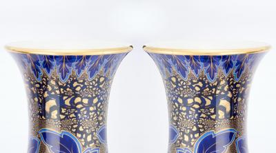 19th Century Large Art Nouveau Style Hand Painted Gilt Decorated Vases Urns