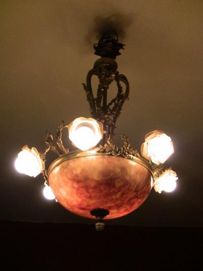 19th Century Large French Ormolu and Alabaster Chandelier