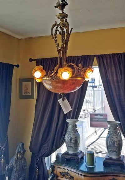 19th Century Large French Ormolu and Alabaster Chandelier