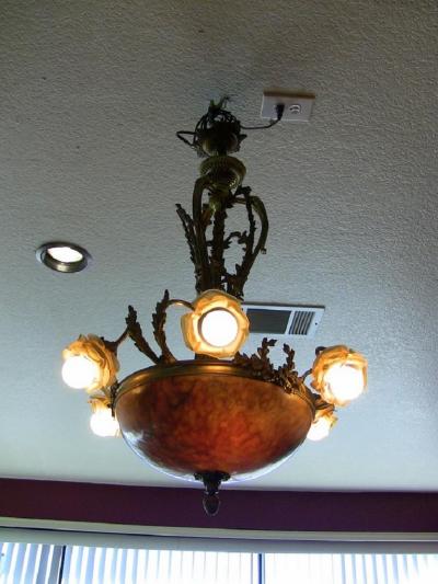 19th Century Large French Ormolu and Alabaster Chandelier